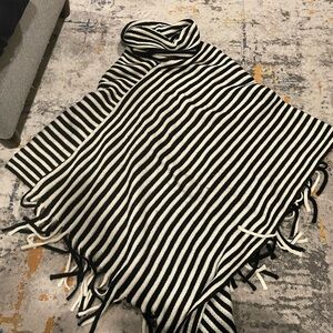 Striped Black and White Poncho